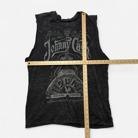 Vintage-Style Johnny Cash Sun Records Cut-Off Tank Black XL - Picture 4 of 4